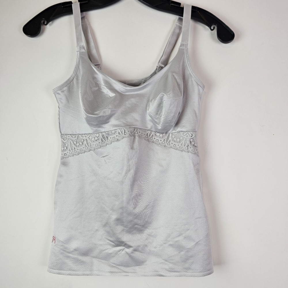 Ruby Ribbon Satin Lace Cami Gray Lingerie Shapewear Style 3024 Size 34 Nylon